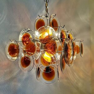 6 Heads Red Clear Glass Iron Pendant Lamp