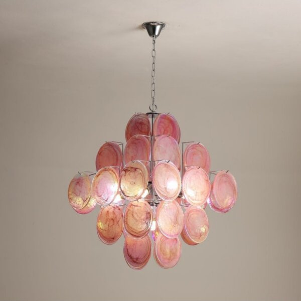 E14/E12 Pink Glass Pendant Light - 图片 4