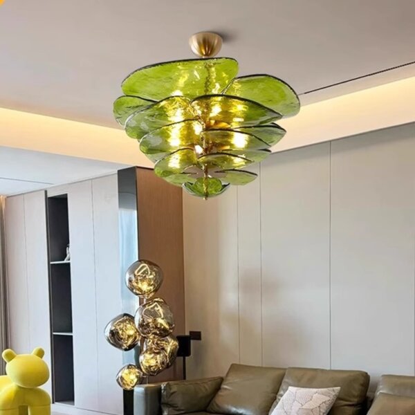 E14 Amber Pink Glass Pendant Light - 图片 4