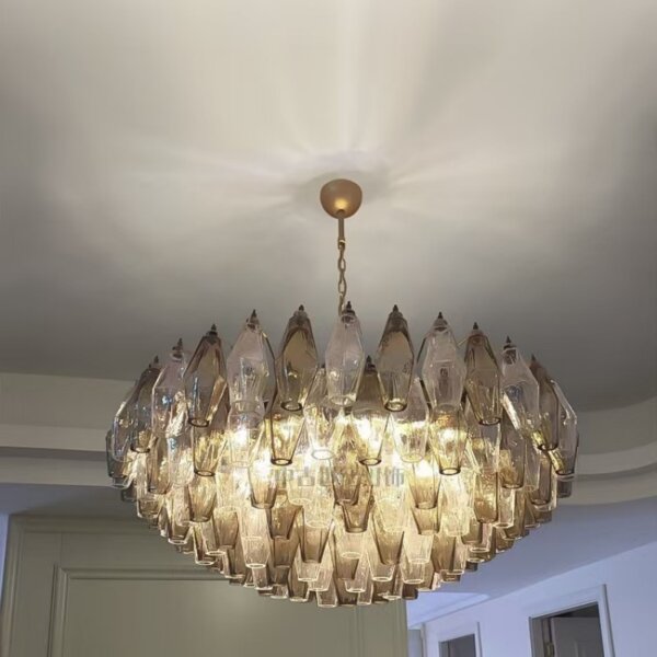 E14 Gold Chrome Red Glass Pendant Lamp - 图片 4