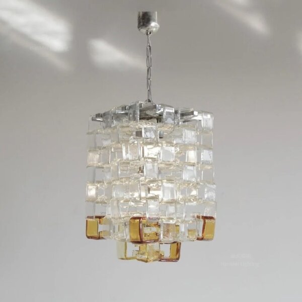 E14 Chrome Glass Cube Pendant Light - 图片 4