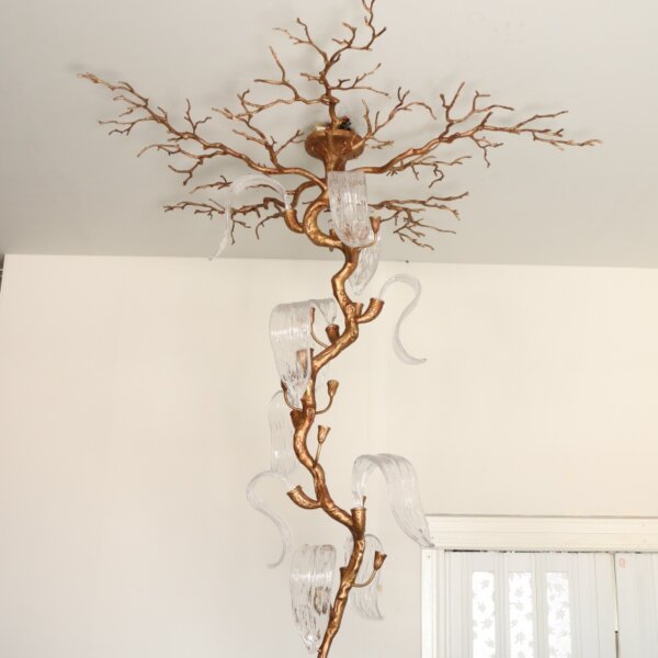 Metal Solid Chandelier Brass Copper Bronze Light Ceiling Decor Tree Branch - 图片 4