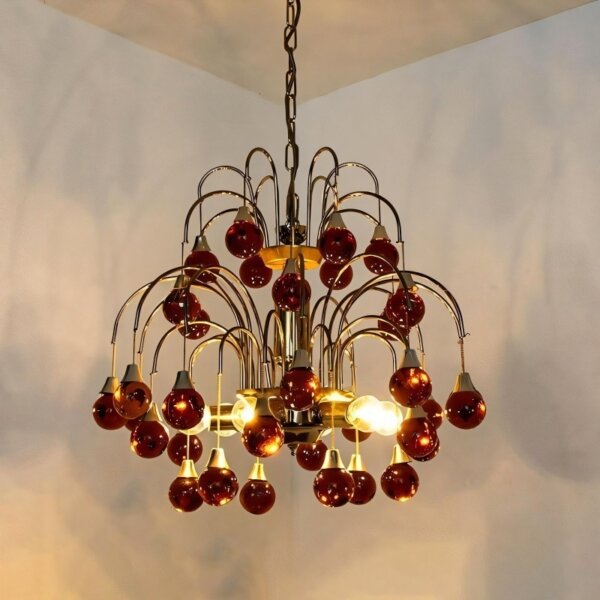 Red Purple Water Drop Glass Pendant Lamp - 图片 4