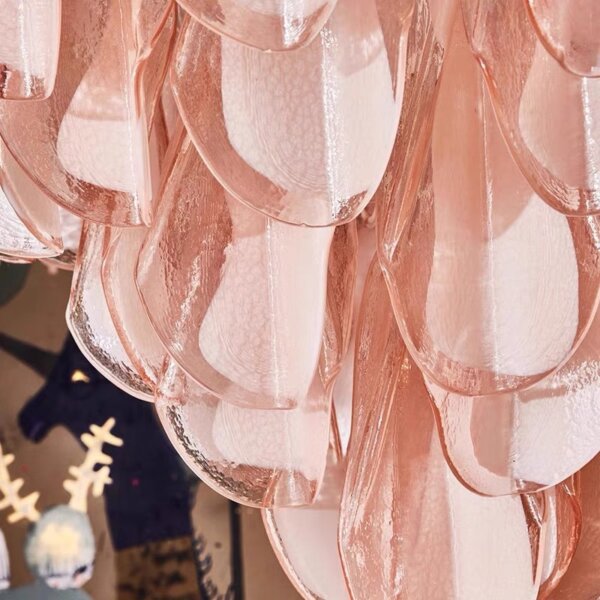Green Pink Petal Glass Pendant Light - 图片 4