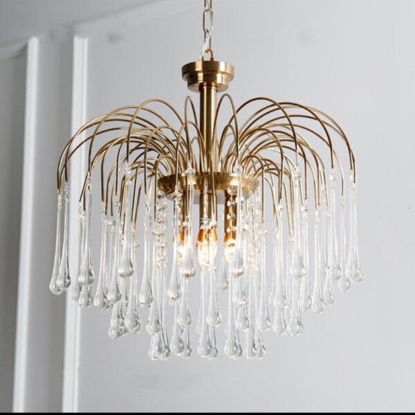 E14 Iron Water Drop Glass Pendant Lamp - 图片 4