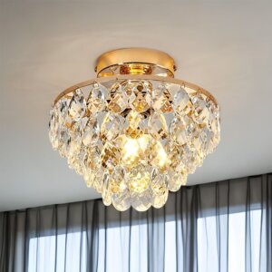 D30cm Crystal Gold Black Ceiling Lamp