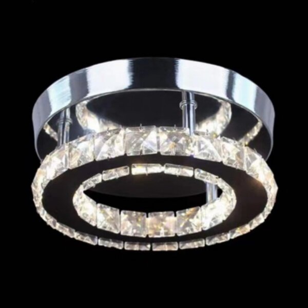 Round Stainless Steel Crystal Ceiling Lamp - 图片 4
