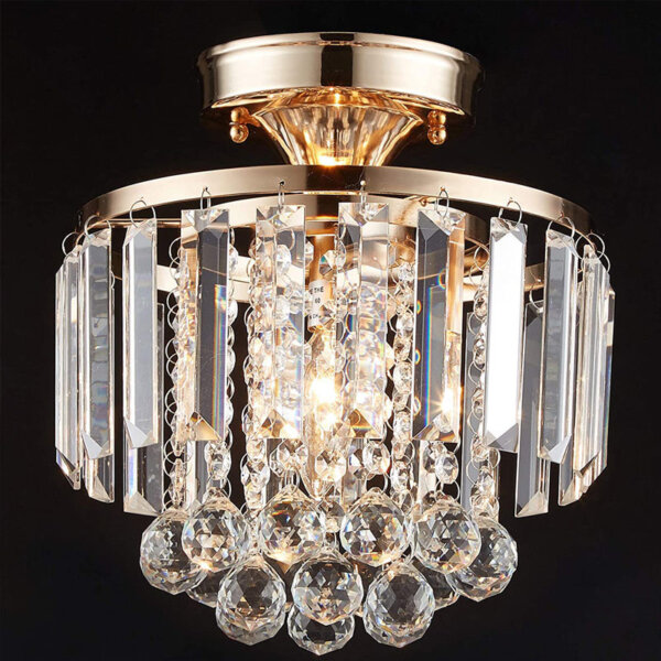 E14 Round Iron Crystal Ceiling Light - 图片 4