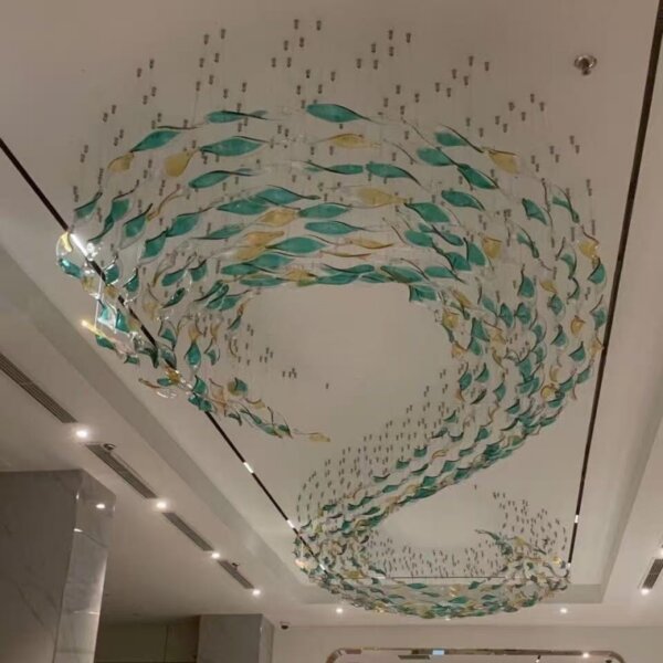 Duplex Luxury Fish Custom Glass Chandelier - 图片 4