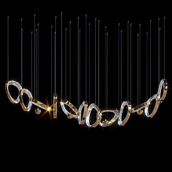 Gold Transparent Circle Custom Glass Chandelier - 图片 4