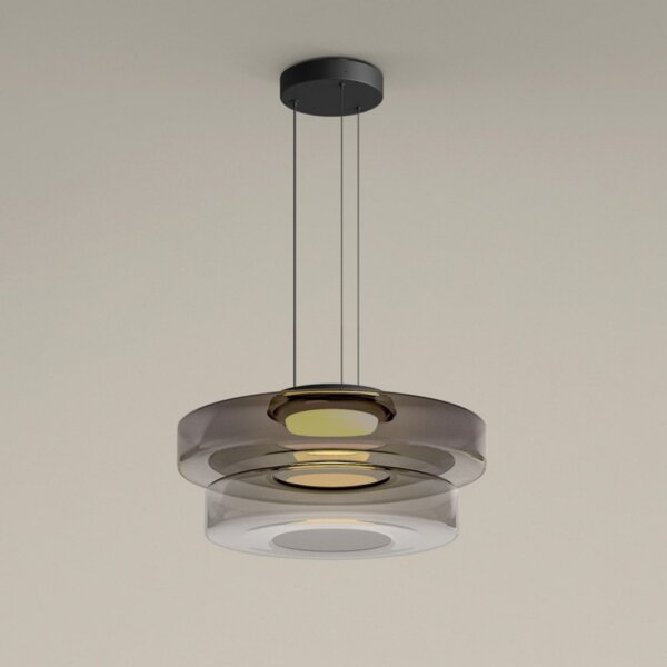 Amber Smoky Gray Green Glass Pendant Lamp - 图片 4