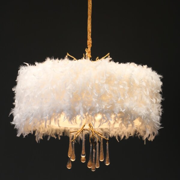 D85CM White Crown Feather Chandelier - 图片 4
