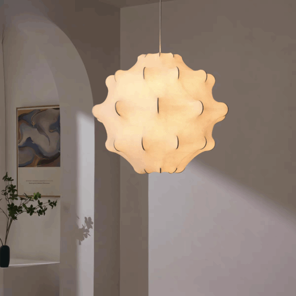 E27/E26 White Wave Silk Pendant Light - 图片 4