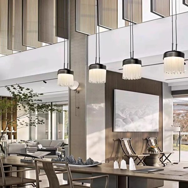 H183CM Black Hardware Glass Pendant Lamp - 图片 4
