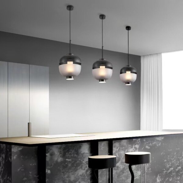 D24CM Glass Ball Black Pendant Lamp - 图片 4