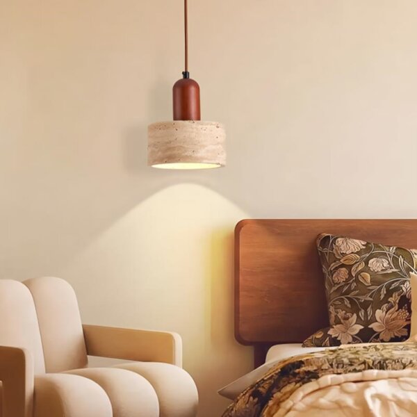 H16cm Yellow Travertine LED Pendant Lamp - 图片 5