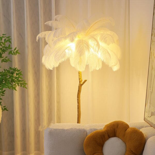 LED Resin Pink Purple Feather Floor Light - 图片 6