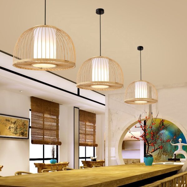 E27/E26 Bamboo Woven Lantern Pendant Light - 图片 5