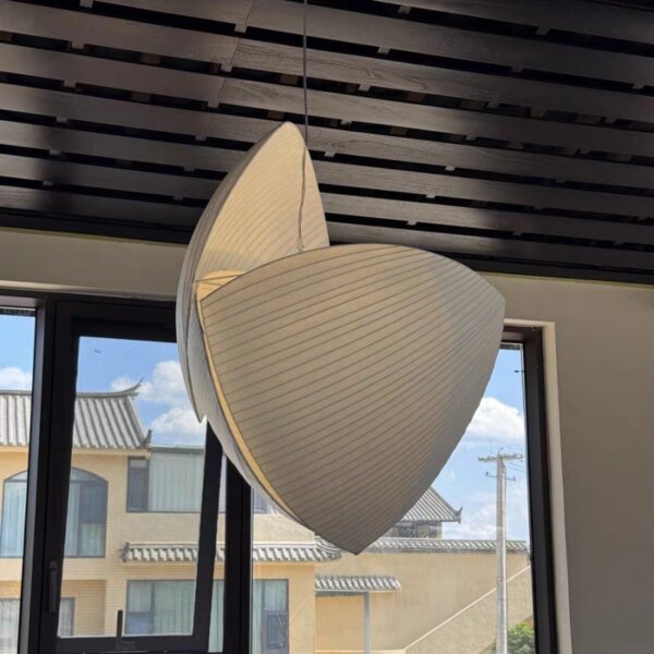 D60CM Fan-Shaped Silk Pendant Light - 图片 5