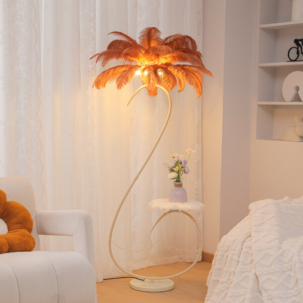 H160CM S-Shaped Colorful Feather LED Floor Light - 图片 5