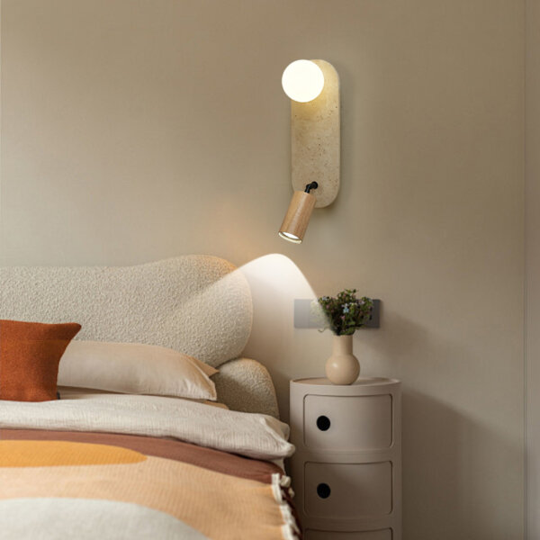 G9 Wood Glass Yellow Stone Wall Lamp - 图片 5
