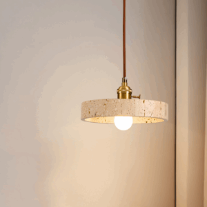 H11cm Yellow Travertine Stone Pendant Lamp