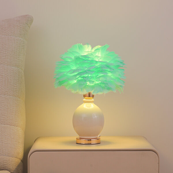 H40cm Colourful Ceramic Feather Table Light - 图片 5