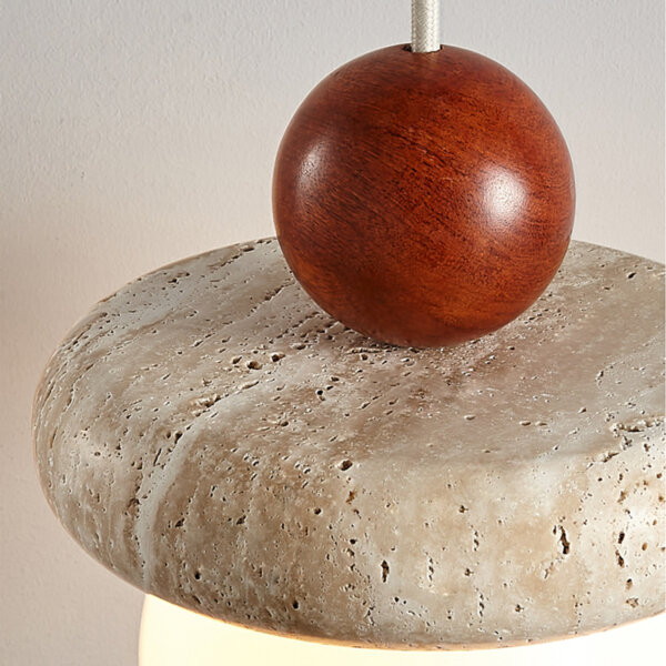 H22CM Ball Yellow Travertine Pendant Light - 图片 5