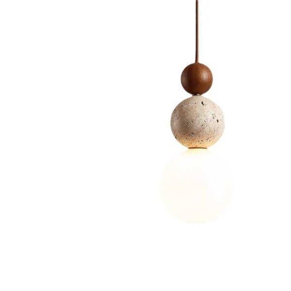 Gourd Wood Yellow Travertine Pendant Light - 图片 4