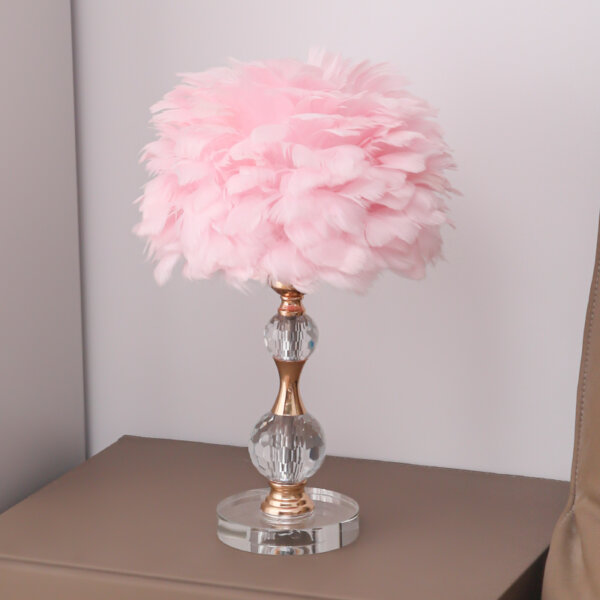 H45cm Hardware Crystal Feather Table Lamp - 图片 5