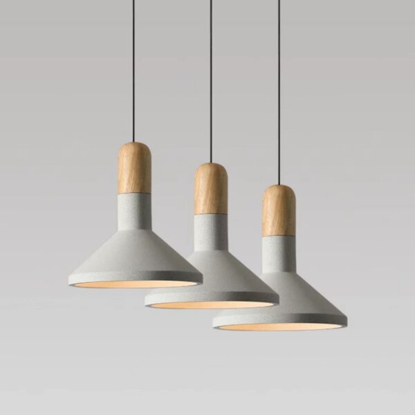 Retro Cement Wood Pendant Light - 图片 5
