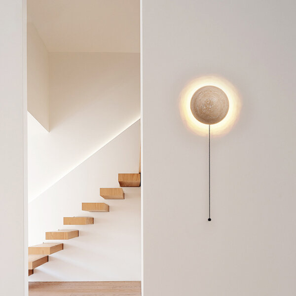 D15cm Yellow Travertine LED Wall Lamp - 图片 5
