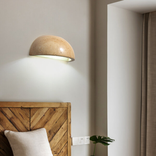 D15cm Wood Stone LED Wall Lamp - 图片 5