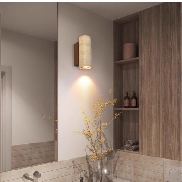 H16cm Wood Stone LED Wall Light - 图片 5