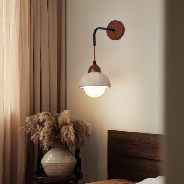 D15cm Natural Stone Ball Wall Light - 图片 5