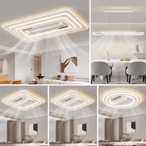 Metal White Bladeless Ceiling Fan Light - 图片 5