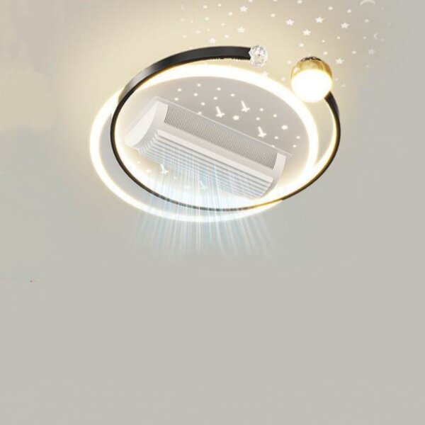 White Black Metal LED Ceiling Fan Light - 图片 5