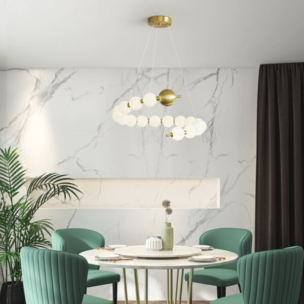 15-30 Heads PE Ball Copper Pendant Light - 图片 5