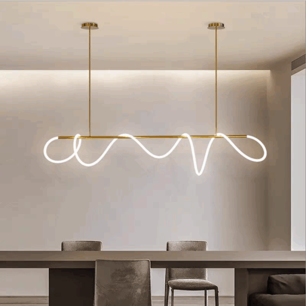 Gold White Linear Art Pendant Lamp - 图片 5
