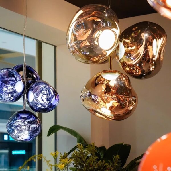4 Heads Globe Lava Acrylic Pendant Light - 图片 5