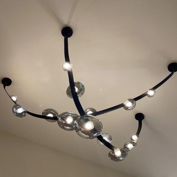 Black Leather Glass Pendant Light - 图片 5