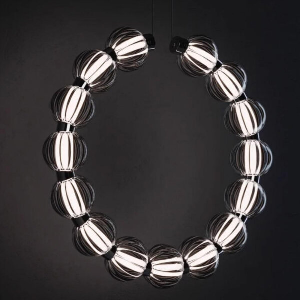 Aluminum Black Glass Round Pendant Lamp - 图片 5