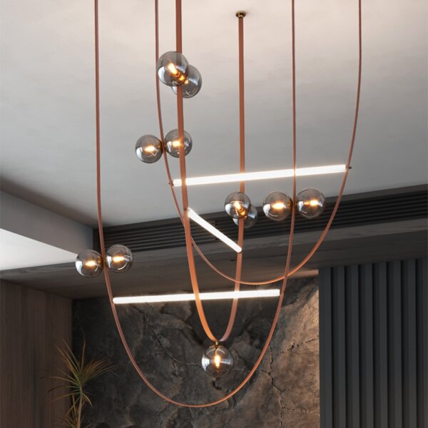G9 Leather Glass Ball Pendant Lamp - 图片 5