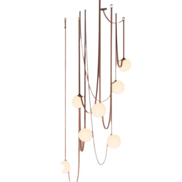 1-7 Heads Leather Glass Ball Metal Pendant Light - 图片 5