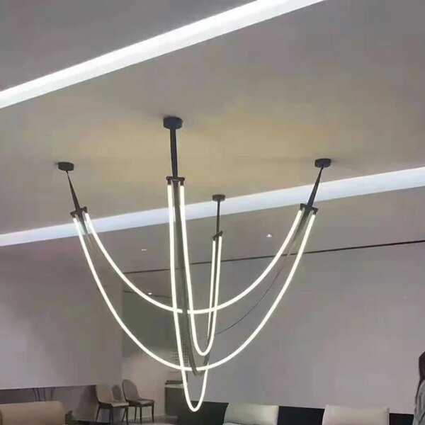 Brown White Leather Silicone Pendant Light - 图片 5
