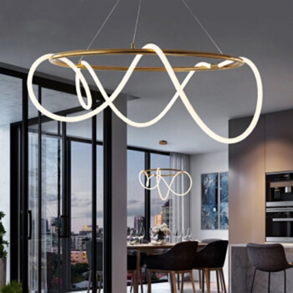 Long Strip Silicone Round Iron Pendant Lamp - 图片 5