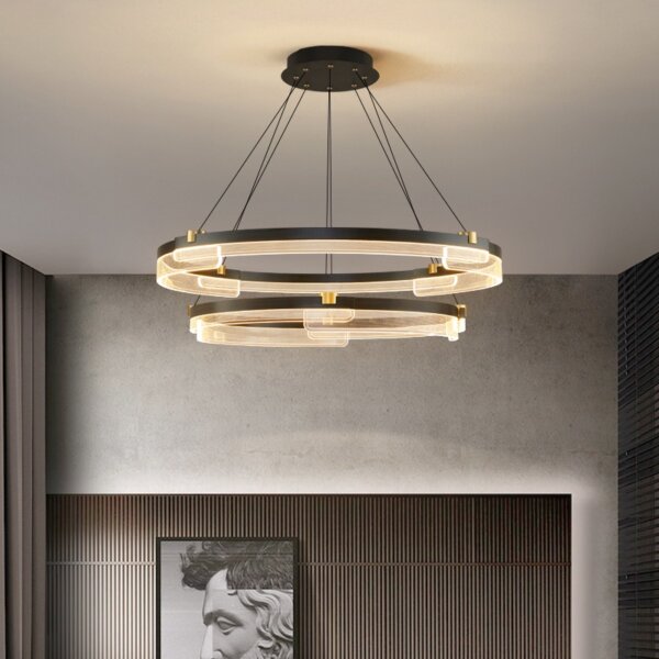 D100CM Round Acrylic Black LED Pendant Light - 图片 5