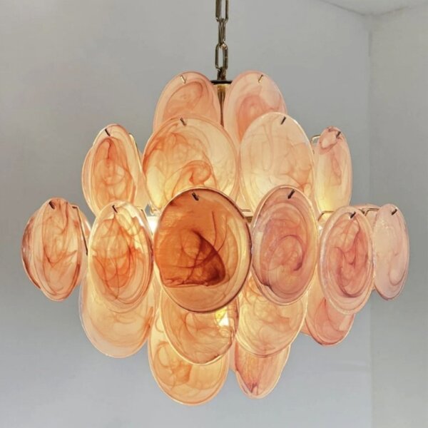 E14/E12 Pink Glass Pendant Light - 图片 5
