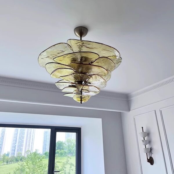 E14 Amber Pink Glass Pendant Light - 图片 5