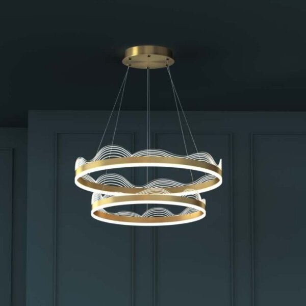 D120CM Golden Wave Acrylic Pendant Light - 图片 6